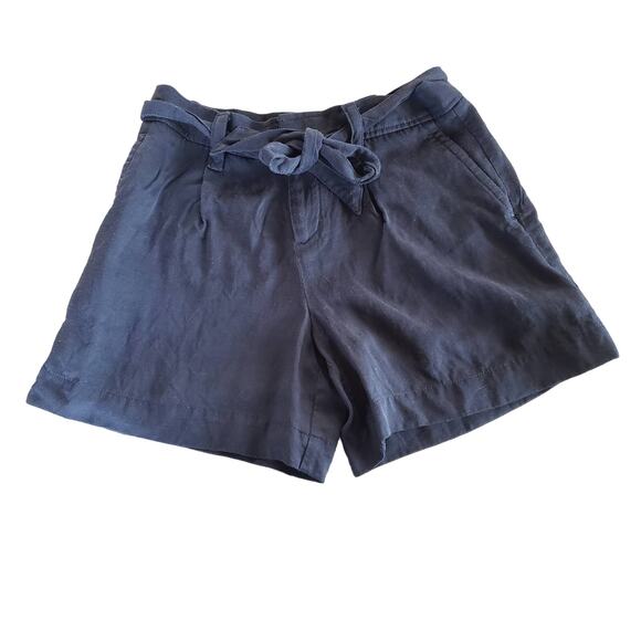 Banana Republic Black Linen Waist Tie Shorts Size 2 Casual - Picture 1 of 8